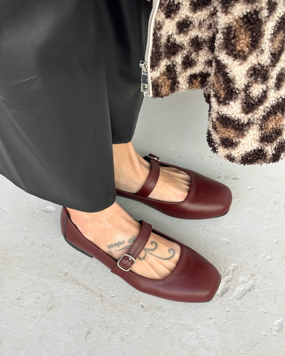 Colette burgundy leather ballerinas 
